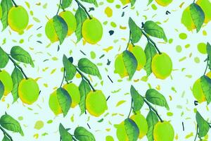 Seamless Pattern Leaf and Lemon Fruit vector