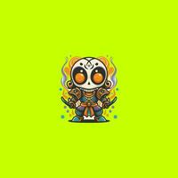 Skull with crossed swords. Vector illustration in cartoon style for stickers and t-shirts