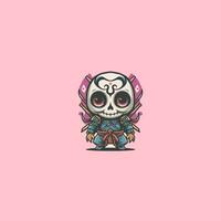 Skull with crossed swords. Vector illustration in cartoon style for stickers and t-shirts