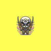 Skull with crossed swords. Vector illustration in cartoon style for stickers and t-shirts