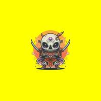 Skull with crossed swords. Vector illustration in cartoon style for stickers and t-shirts