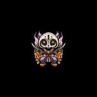 Skull with crossed swords. Vector illustration in cartoon style for stickers and t-shirts