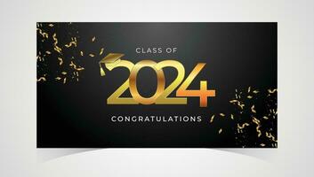 Class of 2024 Congratulations Graduates. Academic Cap and Diploma Graduation Ceremony. Vector Template for Senior Class of University, Year 2024 Banner, Party, High School or College Graduate