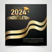 Class of 2024 Congratulations Graduates. Academic Cap and Diploma Graduation Ceremony. Vector Template for Senior Class of University, Year 2024 Banner, Party, High School or College Graduate