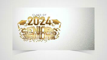 Class of 2024 Congratulations Graduates. Academic Cap and Diploma Graduation Ceremony. Vector Template for Senior Class of University, Year 2024 Banner, Party, High School or College Graduate