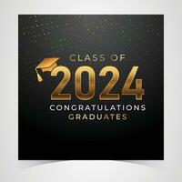 Class of 2024 Congratulations Graduates. Academic Cap and Diploma Graduation Ceremony. Vector Template for Senior Class of University, Year 2024 Banner, Party, High School or College Graduate