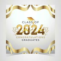 Class of 2024 Congratulations Graduates. Academic Cap and Diploma Graduation Ceremony. Vector Template for Senior Class of University, Year 2024 Banner, Party, High School or College Graduate