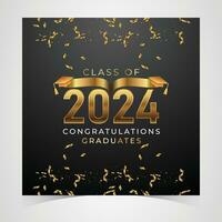 Class of 2024 Congratulations Graduates. Academic Cap and Diploma Graduation Ceremony. Vector Template for Senior Class of University, Year 2024 Banner, Party, High School or College Graduate