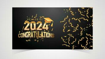 Class of 2024 Congratulations Graduates. Academic Cap and Diploma Graduation Ceremony. Vector Template for Senior Class of University, Year 2024 Banner, Party, High School or College Graduate