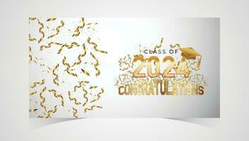 Class of 2024 Congratulations Graduates. Academic Cap and Diploma Graduation Ceremony. Vector Template for Senior Class of University, Year 2024 Banner, Party, High School or College Graduate