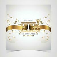 Class of 2024 Congratulations Graduates. Academic Cap and Diploma Graduation Ceremony. Vector Template for Senior Class of University, Year 2024 Banner, Party, High School or College Graduate