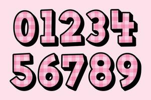 Versatile Collection of Pink Plaid Numbers for Various Uses vector