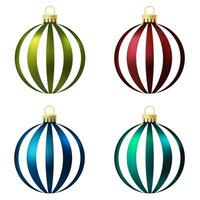 conjunto de verde, rojo y azul Navidad árbol juguete o pelota vector