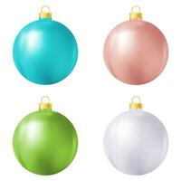 Set of blue, beige, green and gray Christmas tree toy or ball vector