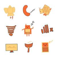 abstract cute drawing sticker illustration vector