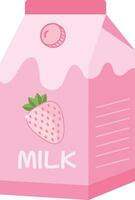 Strawberry milk carton box vector