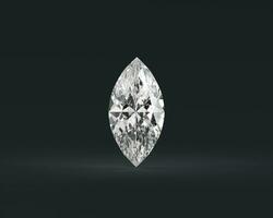 Shiny facet  marquise diamond placed on glossy background 3d rendering photo