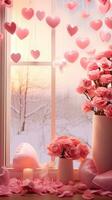 AI generated Beautiful vertical background for Valentine's Day photo