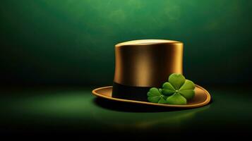 AI generated Elegant Green Leprechaun Hat for St. Patrick's Day. photo