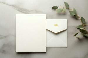 AI generated wedding invitation card mockup photo