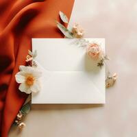 AI generated wedding invitation card mockup photo