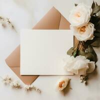 AI generated wedding invitation card mockup photo