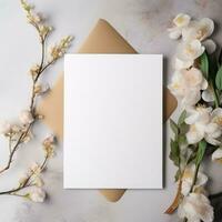 AI generated wedding invitation card mockup photo