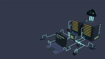 ordinateur La technologie 3d animation. calcul de gros Les données centre. nuage l'informatique. en ligne dispositifs télécharger et Télécharger information video