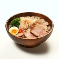 AI generated udon ramen noodle with pork real photo photorealist