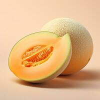 AI generated cantaloupe melon real photo photorealistic stock