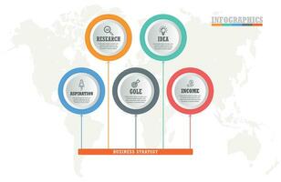 negocio proceso. infografía elementos con 5 5 pasos, opciones, círculos vector cuadro, diagrama.