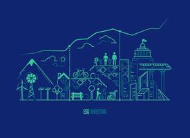 concepto de esg invertir o sostenible valores mercado, gráfico de ambiental social y gobernancia conjunto con financiero grafico vector