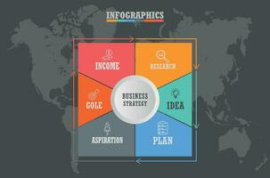 rectangle for infographics with 6 steps, sections. vector