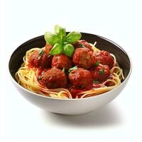 AI generated spaghetti meatballs real photo photorealistic stock