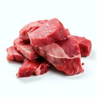 AI generated pieces of raw sirloin meat real photo photorealistic