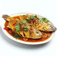 AI generated thai steamed curried fish real photo photorealistic