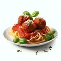 AI generated spaghetti meatballs real photo photorealistic stock