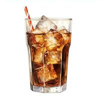 AI generated glass of cola with ice real photo photorealistic