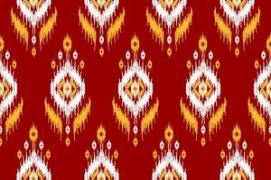 Fabric ethnic red pattern art. Geometric seamless pattern in tribal. American and Mexican style. vector