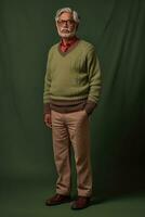 ai generado un hombre en un suéter vendaje habitación - retrato estilo foto