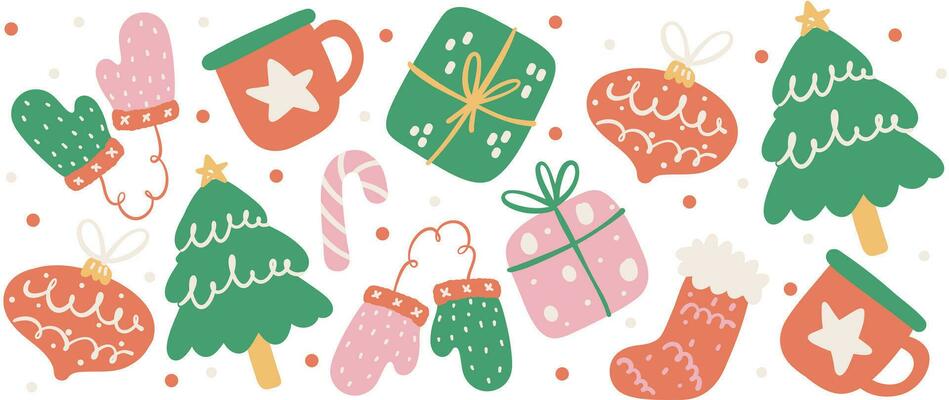 Cute Christmas Glass Wrap Pattern layered printable for 16 oz Libbey, in festive kawaii style.