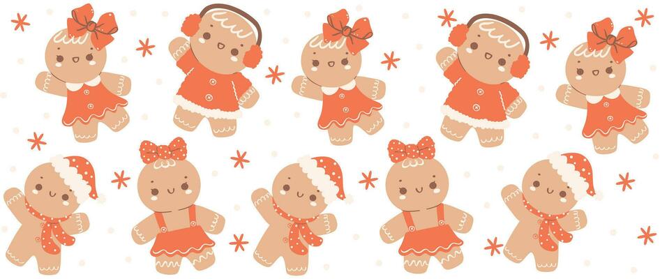 Cute Christmas Gingerbread Glass Wrap Pattern layered printable for 16 oz Libbey, in festive kawaii style.