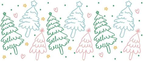 Cute Christmas tree outline Glass can Wrap Pattern layered printable for 16 oz Libbey, in festive kawaii style. vector