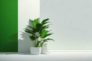 AI generated Premium podium for Presentation of the product with leaves. Pro Photo