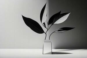 AI generated Premium podium for Presentation of the product with leaves. Pro Photo