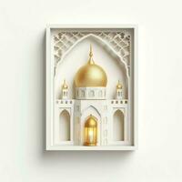 Eid mubarak and ramadan kareem greetings with islamic lantern and mosque. Eid al fitr background. Eid al fitr background of window concept by AI Generated photo