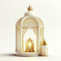 Eid mubarak and ramadan kareem greetings with islamic lantern and mosque. Eid al fitr background. Eid al fitr background of window concept by AI Generated photo