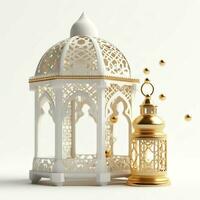 Eid mubarak and ramadan kareem greetings with islamic lantern and mosque. Eid al fitr background. Eid al fitr background of window concept by AI Generated photo