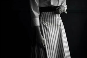 AI generated Female in a black and white striped dress photo