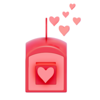 Valentine Tiny Mailbox for Love Letters, Craft a mailbox adorned with cute heart-shaped decals on a transparent background, 3D rendering png